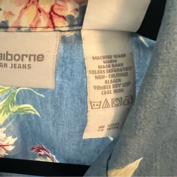 Liz Claiborne Short Sleeve Floral Top Medium - Picture 7 of 7